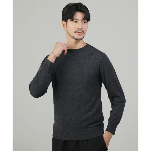 12Gウール混カシミヤタッチクルーネックニット