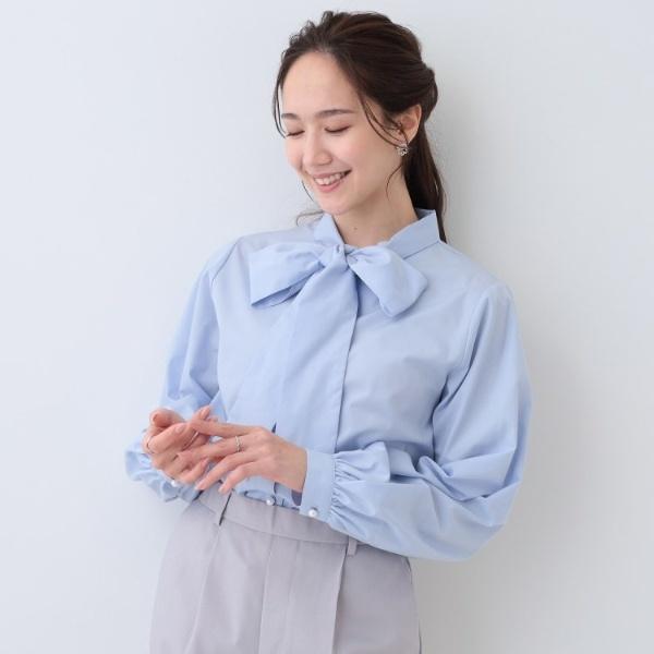 【S-LL】お顔回りを華やかに リボンタイブラウス