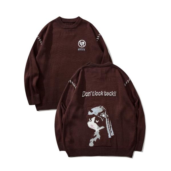 HOOK -original-　激カワ　真珠の耳飾りのニャンコ　クレイジーステッチニット風スウェット