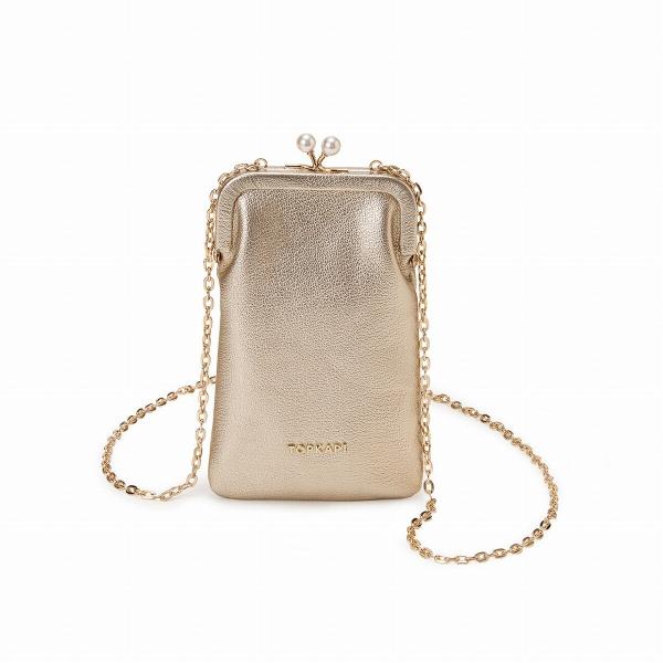 【TOPKAPI】シュリンクレザー パール チェーン ショルダー バッグ / スマホショルダー