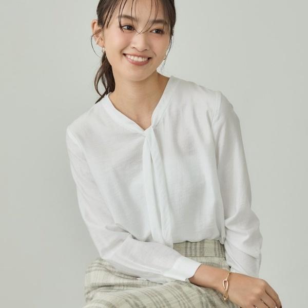 【洗える】ストライプドビー ボウタイブラウス