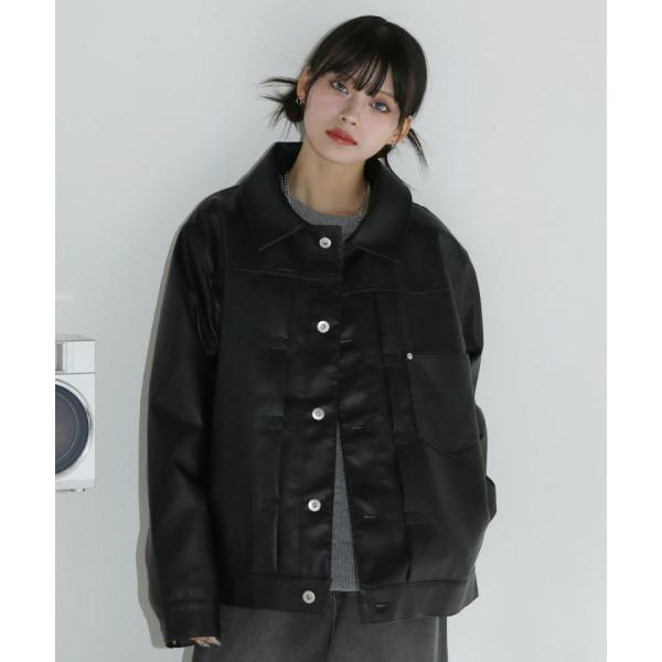 合成皮革 ショートジャケット