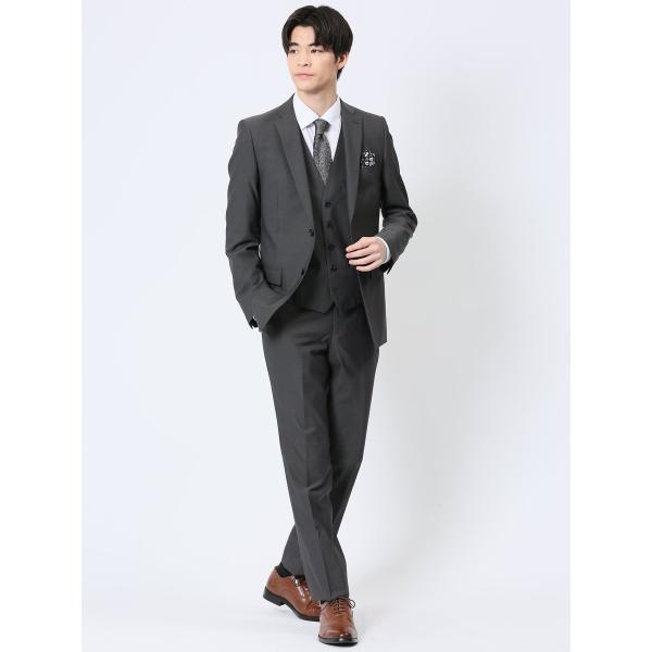 【超光沢 ストレッチ】レノマ オム 2ボタン3ピース ビジネスセットアップスーツ ジオメトリック