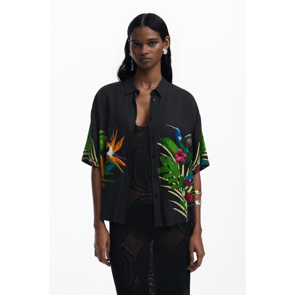 【5サイズ展開/XS/XL/大きいサイズ】トロピカルプリント ハワイシャツ