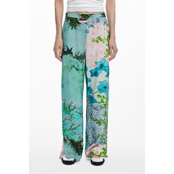 【6サイズ展開/XS/XXL/大きいサイズ】ボタニカルガーデン　花柄ワイドパンツ