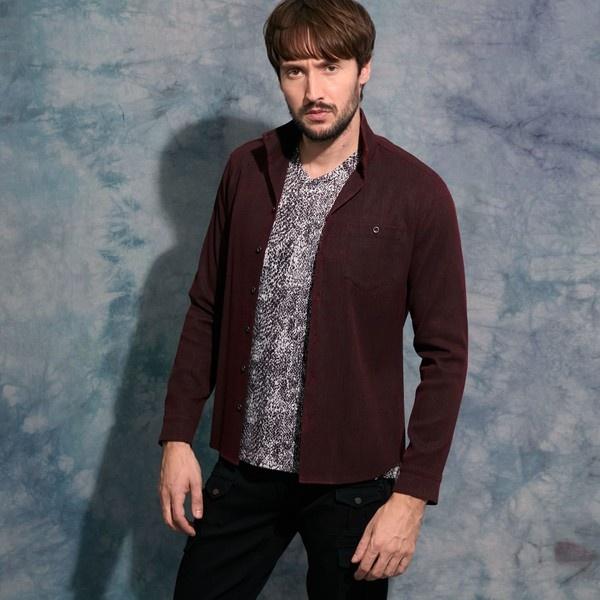 顔料プリントジャカードシャツ