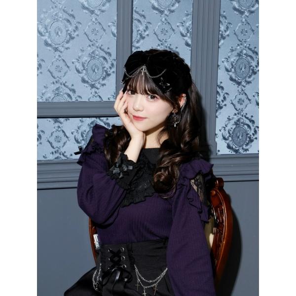 ベロアリボンクロスチェーンカチューシャ