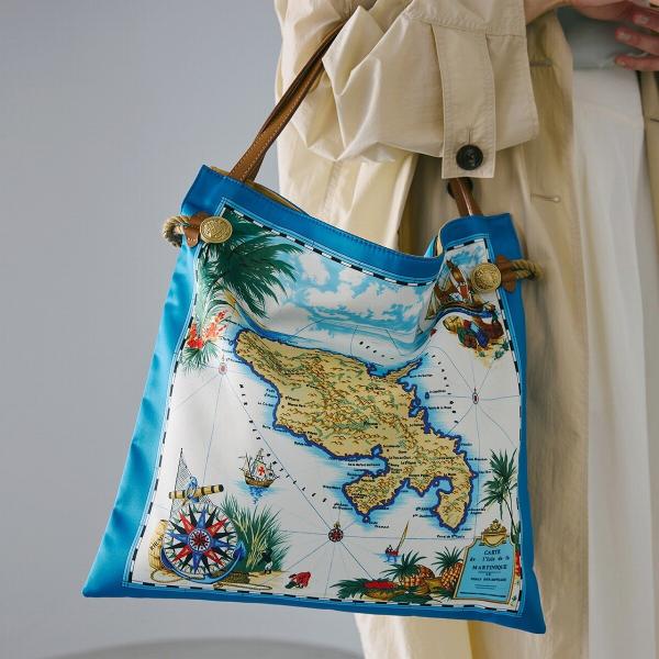 【TREASURE TOPKAPI】マイルドサテン スカーフ柄 トートバッグ