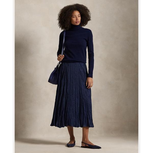 クリンクルド サテン Aライン スカート