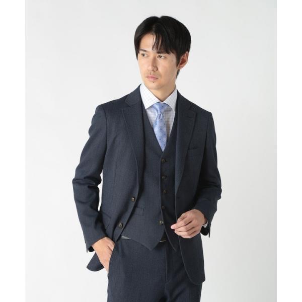 TRメランジ変形バーズアイストレッチジャケット（セットアップ対応）