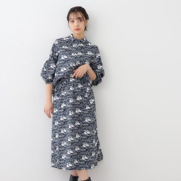 【WEB限定／M-LL3サイズコットン100％／上下セット／袖口ゴムで袖丈調節可】スワンズ柄 セット...