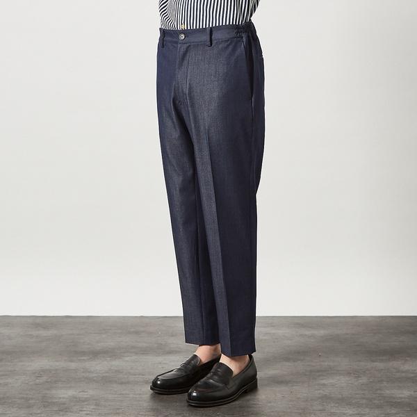 デニムライク スリムテーパード スラックス