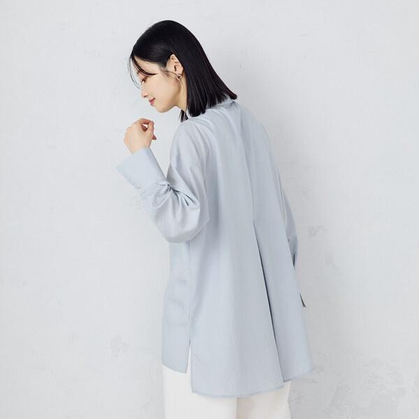 ポリエステルスパンブロードタック ロングシャツ