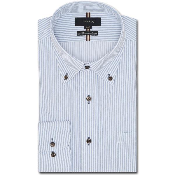 【ストレッチ ノーアイロン 吸水速乾】タカキュー ボタンダウン ビジネスドレス長袖ニットシャツ