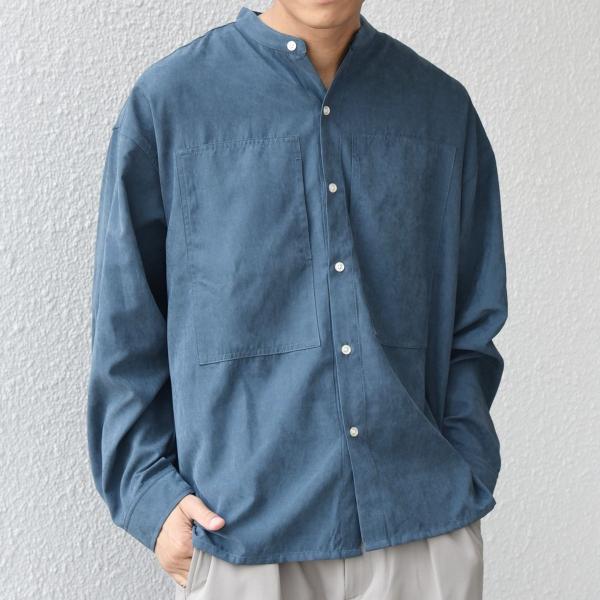 SHIPS any:〈洗濯機可能〉フェード ピーチスキン バンドカラー シャツ◇