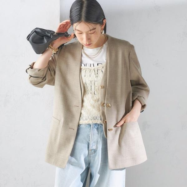 〈手洗い可能〉Asami 麻調合繊 カラーレス ジャケット