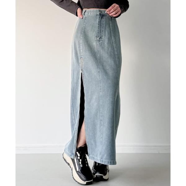 ジップスリットデニムタイトスカート