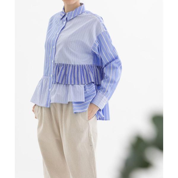 miscアシメトリー裾フリルシャツ