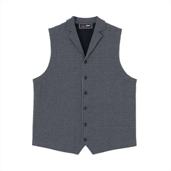 前身カットラペルニットジレ 幾何学模様 メンズ