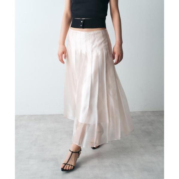shiny sheer pleated skirt