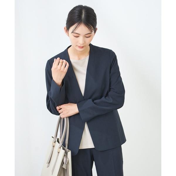 【洗える/イージーケア/UVカット/接触冷感/吸水速乾】サマーストレッチノーカラージャケット