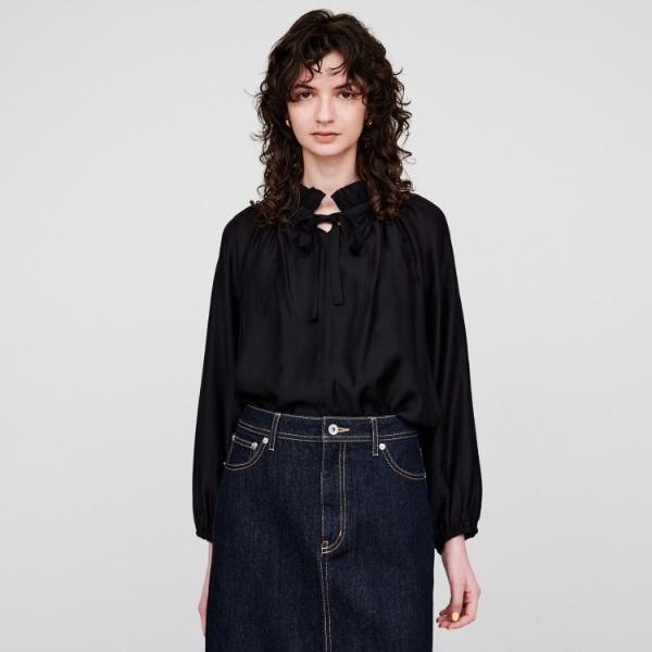 【手洗い可】シアーリボンブラウス