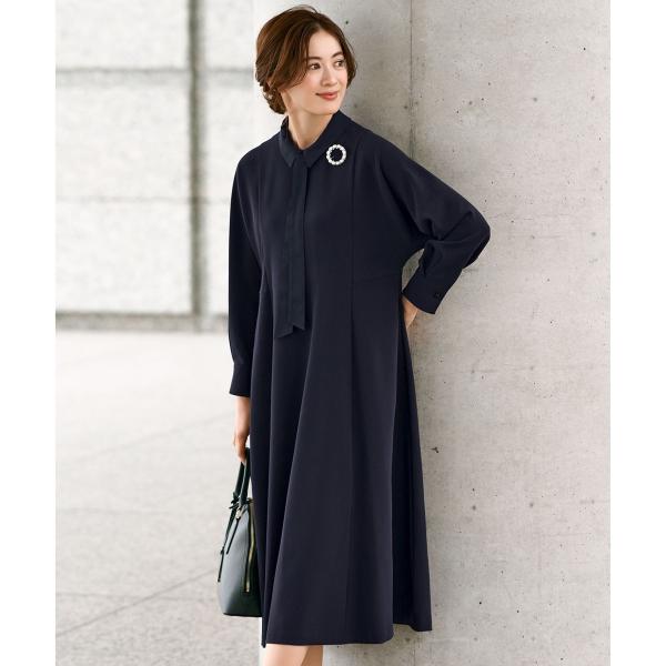 【VERYコラボ】トリアセダブルジョーゼット つけ襟 ボウタイワンピース