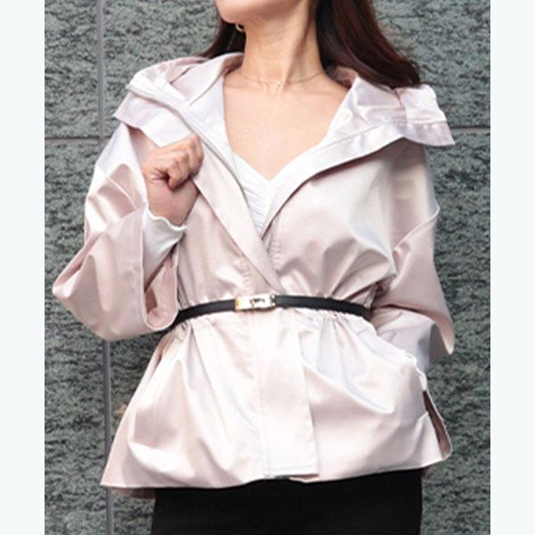 サテンドローストリングフードブルゾン