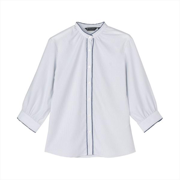 【COFREX】 スタンド ピコレースブラウス 七分袖 レディースデザインシャツ