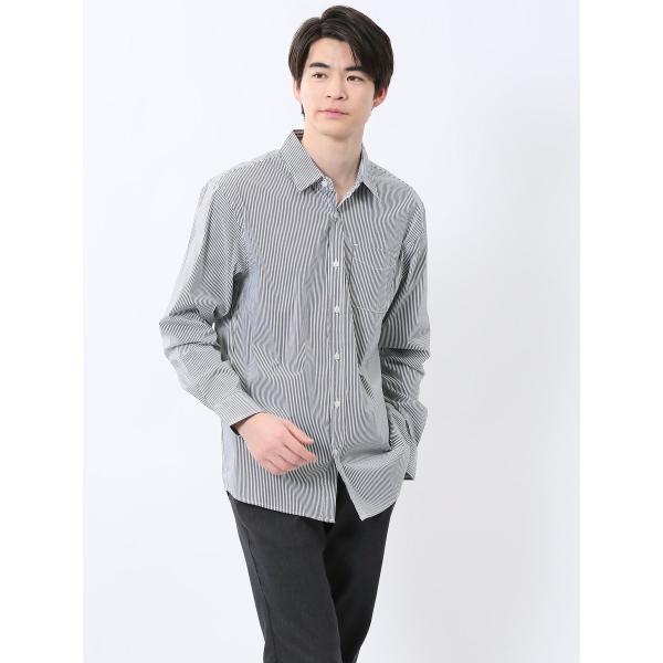 シャツ メンズ 長袖 ブロード ストライプ レギュラーカラー WEB限定