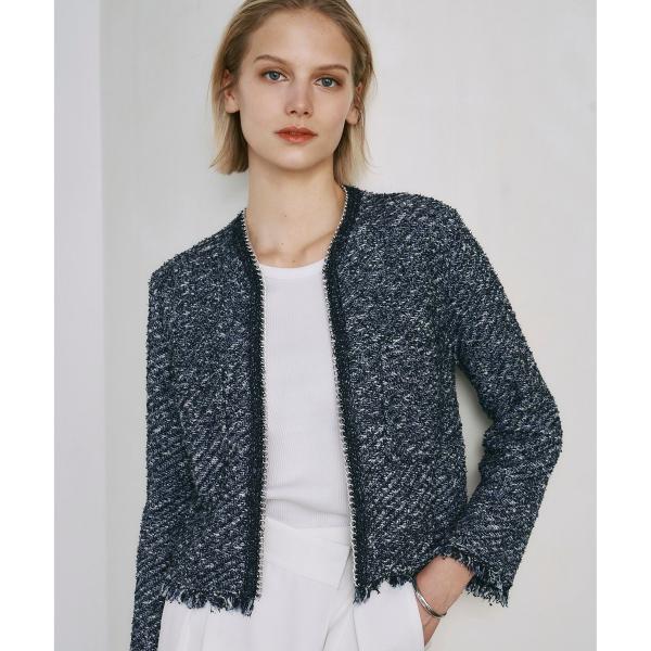 【ドラマ「続・続・最後から二番目の恋」着用】 デニムライクツィード ニットジャケット