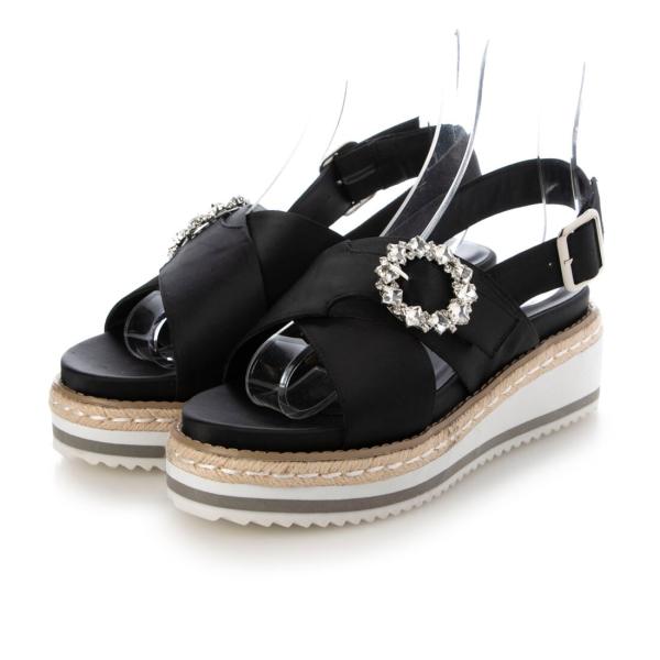 【25春夏新作】【軽量・S-LLサイズ展開】クロスベルトジュートビジューサンダル IY5716