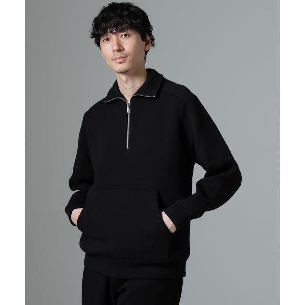ハーフジップダブルニットハイネック