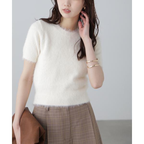 シャギー半袖ニット