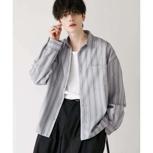 【防シワ】シルキータッチ短丈ワイド長袖シャツ