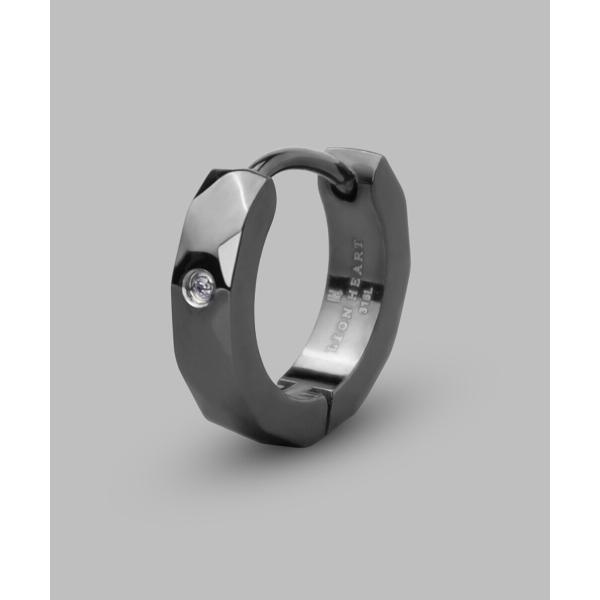 【限定展開】LH-1カッティングフープピアス/ダイヤモンド/ブラック/ステンレス 金属アレルギー対応