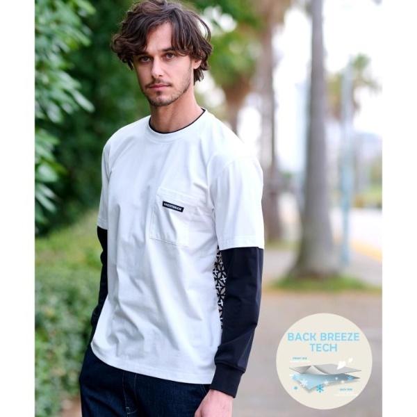 【接触冷感UVカット】バックオーバーラップサークルレイヤードロングTシャツ