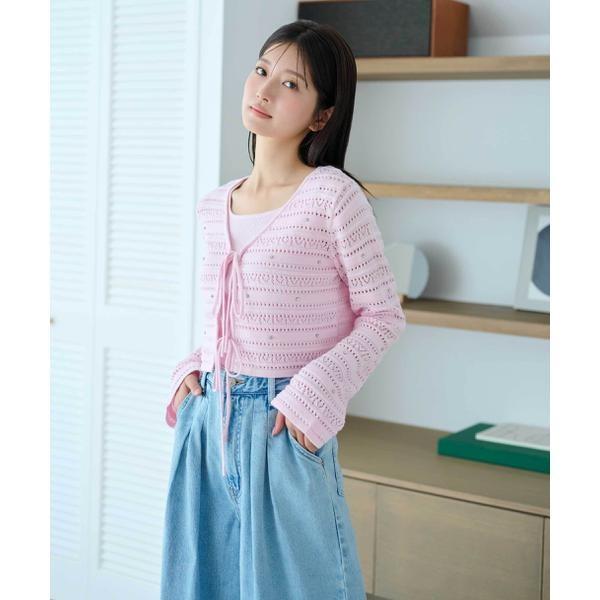 ビジュー付きカギ編みアンサンブル