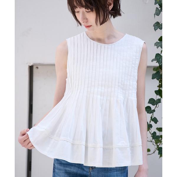 【MICA＆DEAL/マイカアンドディール】ノースリーブピンタックブラウス　タッ