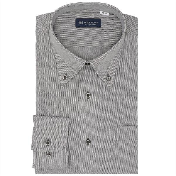 ボタンダウン 長袖 形態安定 ニットシャツ ストレッチ