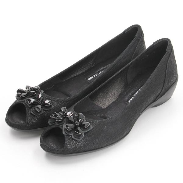 ビジューモチーフオープントゥコンフォートパンプス