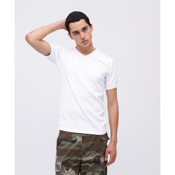 《DAILY／デイリー》RIB S／S V-NECK T-SHIRT／リブ 半袖 ブイネック Tシャ