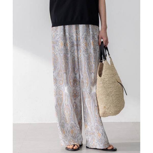【洗える】Rattiドローイングペイズリープリント ワイド パンツ