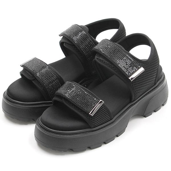 厚底ビジューストラップサンダル