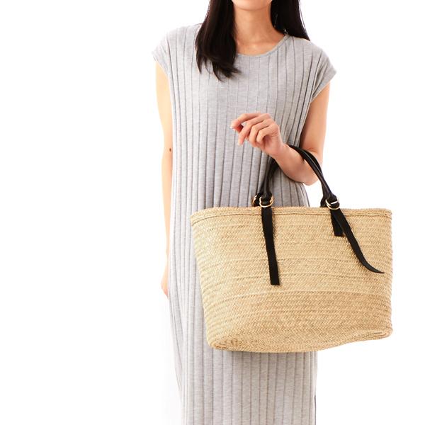 ペルケ perche / 牛革付属椰子かごマルシェバッグ