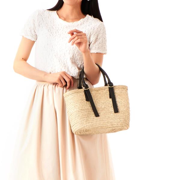 ペルケ perche / 牛革付属椰子かごマルシェバッグS