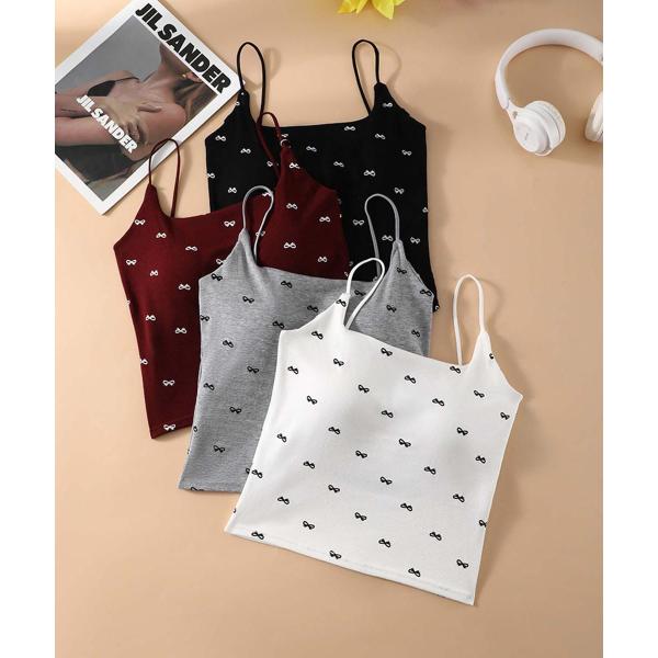 レース＆ドット柄タンクトップ