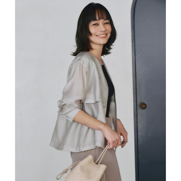 【接触冷感・速乾・洗える】 リヨセルナイロンワッシャー ノーカラーブルゾン