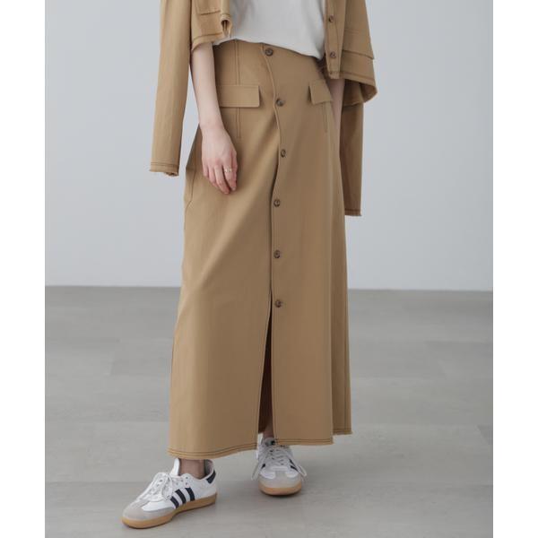 〈セットアップ対応〉アクセントボタンフレアスカート