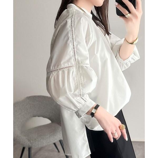 洗練フェミニン♪前後2wayハシゴレース使いボリュームスリーブブラウス